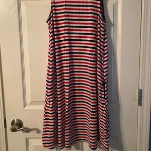 Red white and blue striped dress